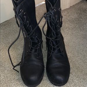 Black combat boots